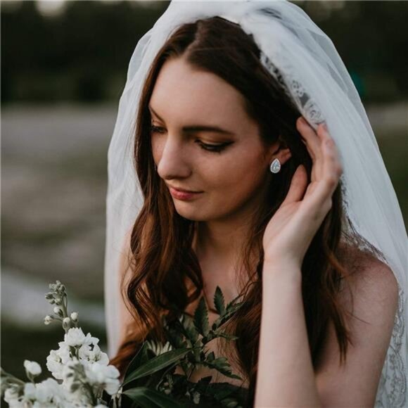 Teardrop Bridal Earrings - Elegant Cubic Zirconia Studs for Wedding, Prom, Bride - Picture 4 of 8